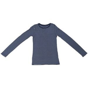 A New Day Navy White Striped Pima Cotton Blend Long Sleeve Crew Neck Tee Size S